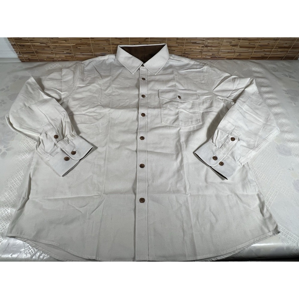 Lion Nardo Flannel Shirt For Mens Long Sleeve Casual Button Down XL Beige/brown
